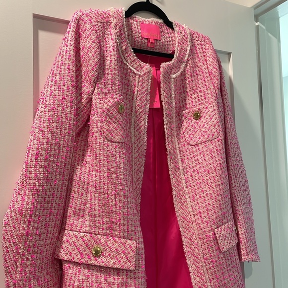 Lilly Pulitzer Pink Tweed Blazer Dashielle - Picture 3 of 9